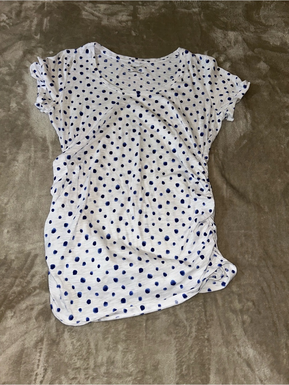 Polka Dot Motherhood Maternity Tee - White with Navy Dots M
